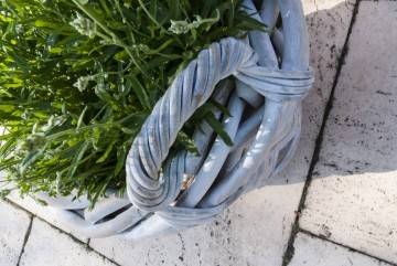 Záhradný ratanový kvetináč RENNES ⌀50 výška45cm biela