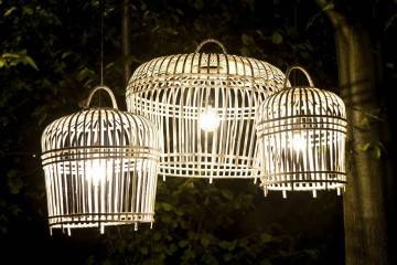 Záhradná ratanová lampa TOULOUSE ⌀54cm x výška. 54cm biela