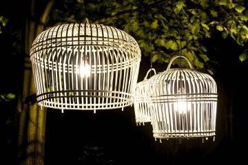 Záhradná ratanová lampa TOULOUSE ⌀54cm x výška. 54cm biela