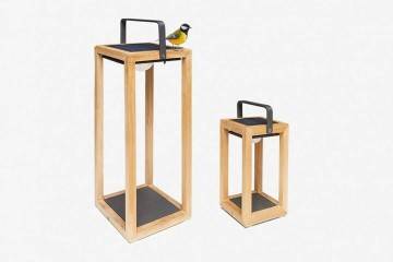Záhradný lampáš Mr. Solar Tom teak antracit 15x15x26cm