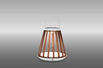 Záhradný lampáš Mrs. Solar Kate teak biela M