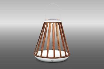 Záhradný lampáš Mrs. Solar Kate teak biela L