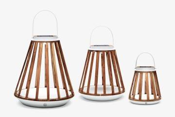 Záhradný lampáš Mrs. Solar Kate teak biela L