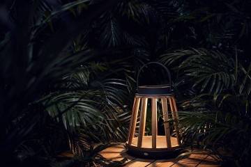 Záhradný lampáš Mrs. Solar Kate teak antracit S
