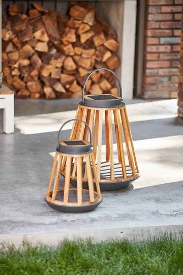 Záhradný lampáš Mrs. Solar Kate teak antracit S