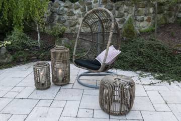 záhradný ratanový stolík / taburet CANNES 35 cm natur